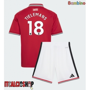 Manchester United Youri Tielemans #18 Prima Maglia Bambino 2026-27 Manica Corta (+ Pantaloni corti)